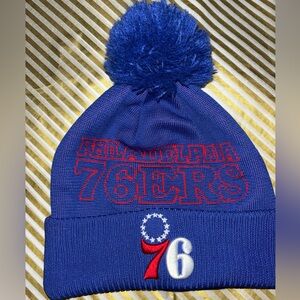 Philadelphia 76ers Blue Pom Beanie | NBA Knit Cuff Winter Hat